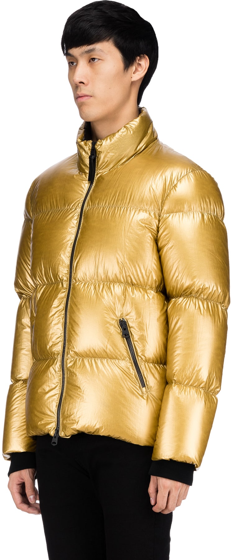 Gold puffer jacket mens sales