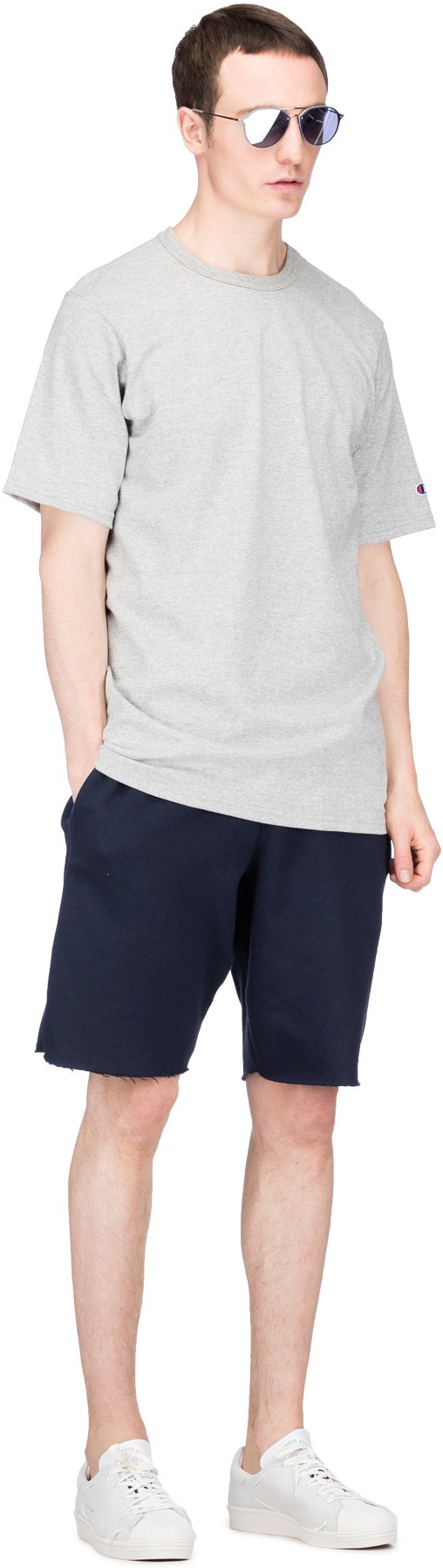 Champion: Grey C Sleeve Jersey T-Shirt - 4