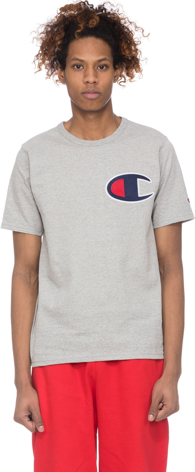Champion: Grey Large C Patch T-Shirt - 1