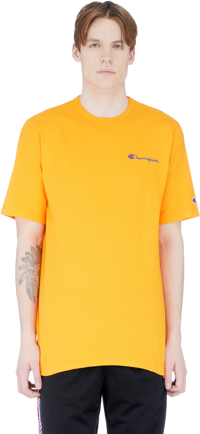 Champion Gold Heritage Script Jersey T Shirt influenceu Global influenceu