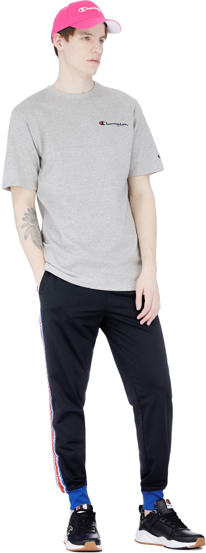 Champion: Grey Heritage Script Jersey T-Shirt - 4