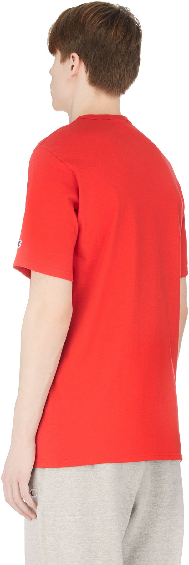Champion: Red Embroidered Script Logo T-Shirt - 3