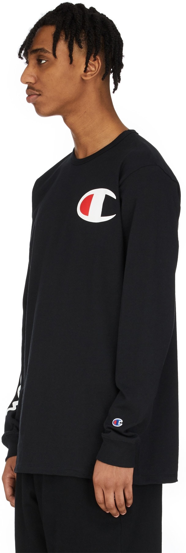 Champion: Black Long Sleeve Big C T-Shirt - 2