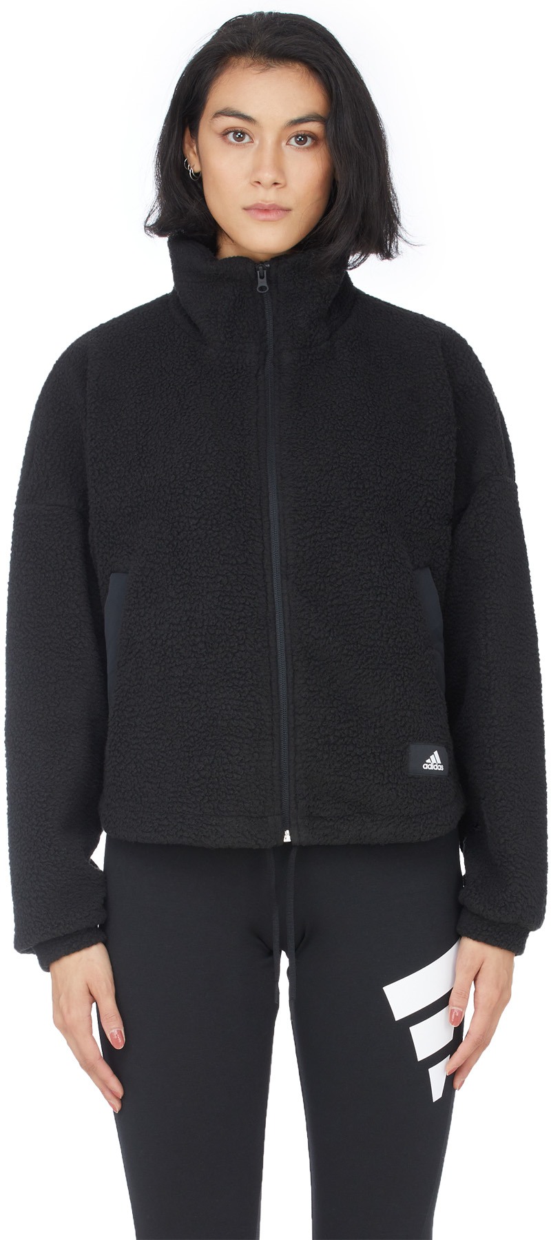 adidas Originals: Black Sherpa Track Top - 1