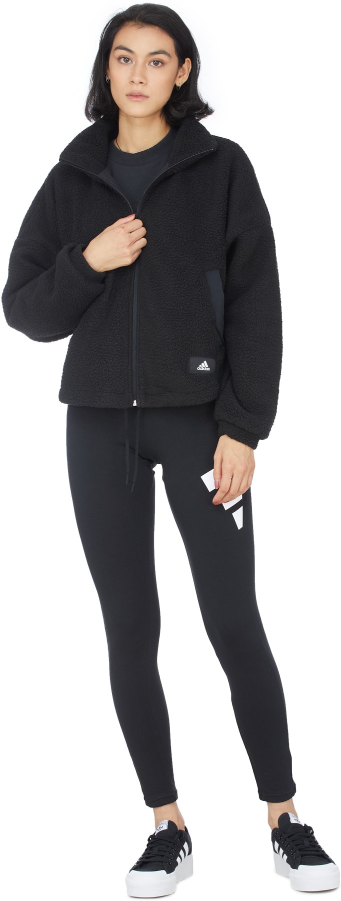 adidas Originals: Black Sherpa Track Top - 4