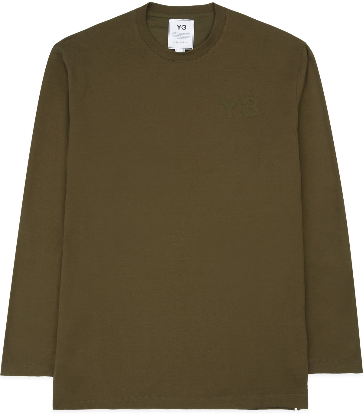 Y-3: Vert T-Shirt à Manches Longues à Logo Vert - 1
