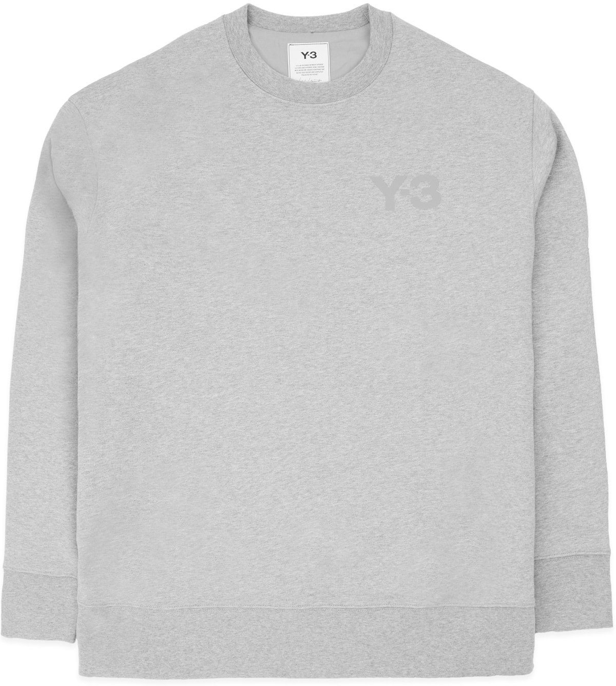 Y-3: Grey Classic Chest Logo Crew Sweater - 1