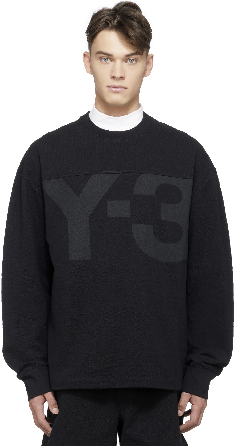 Y-3: Noir Pull Classique en Piqué Lourd Noir - 1