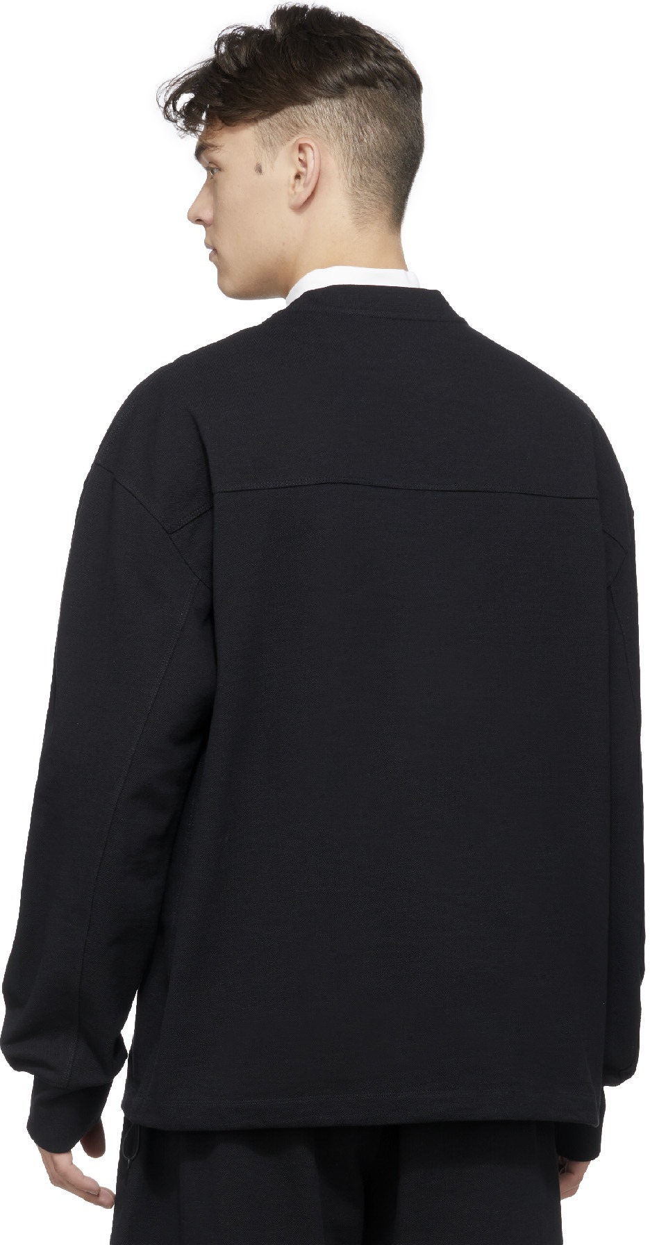 Y-3: Noir Pull Classique en Piqué Lourd Noir - 3