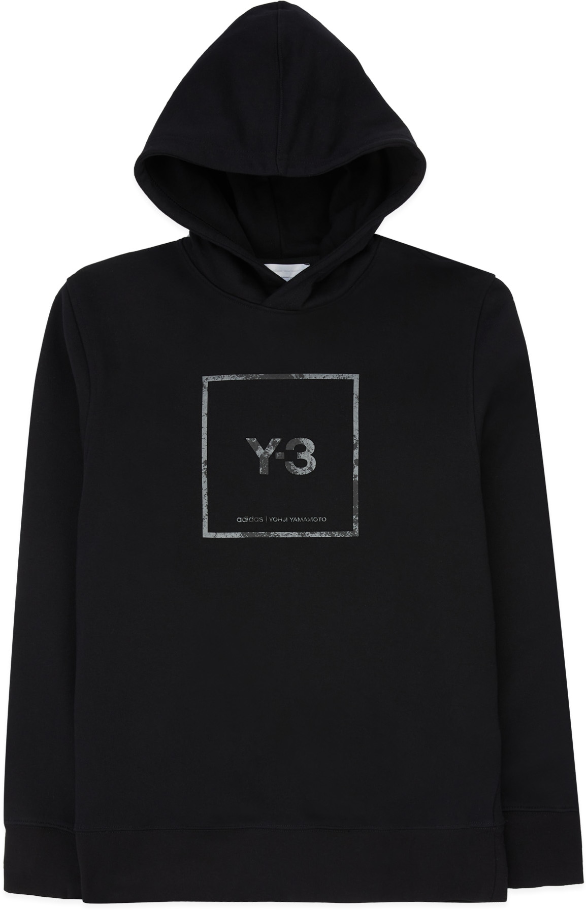 Y-3: Black Square Label Graphic Hoodie - 1