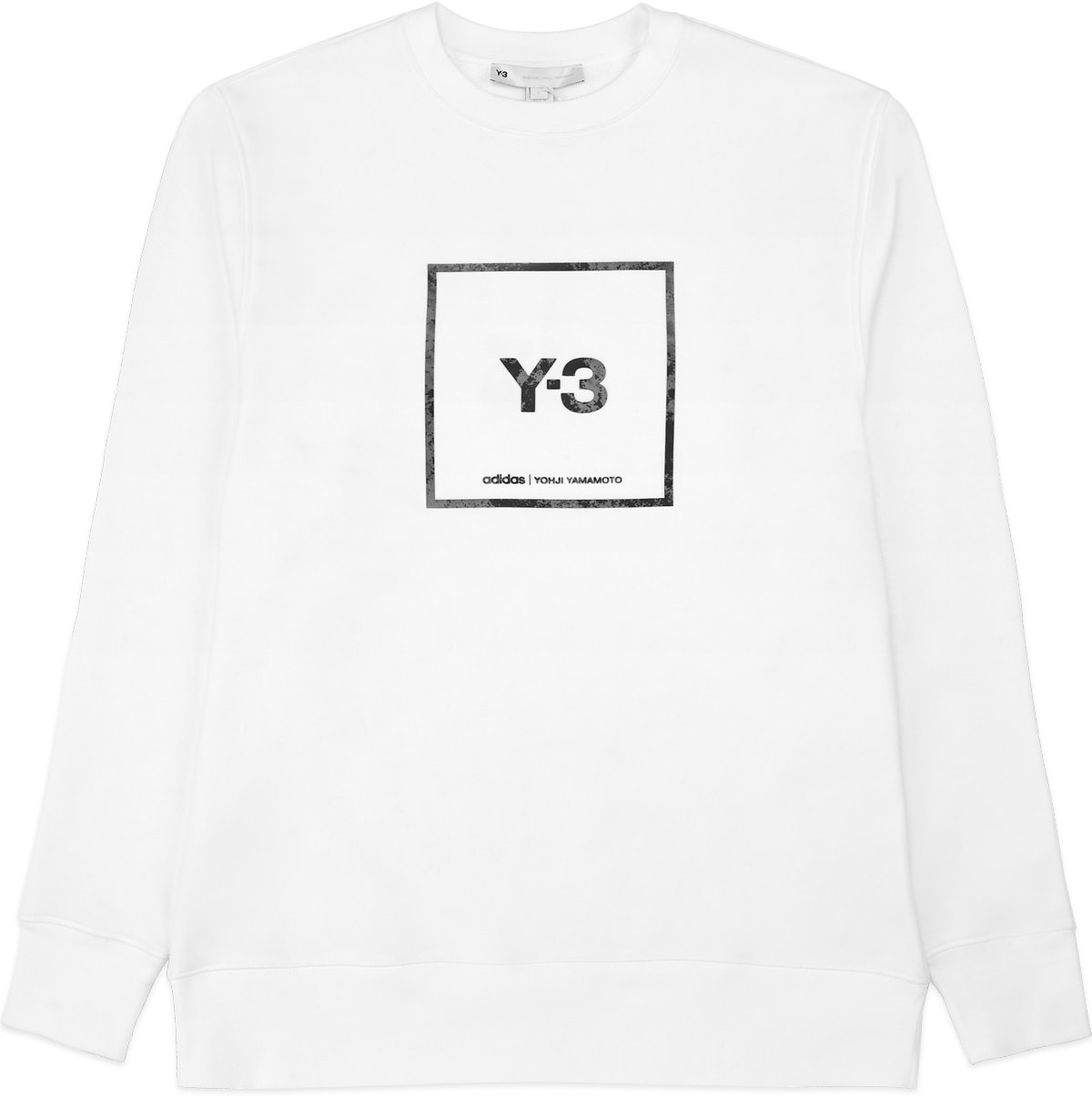 Y-3: White Square Label Graphic Crew Sweater - 1