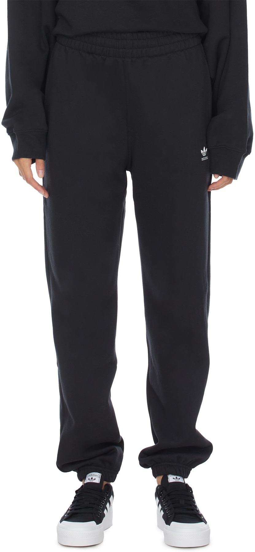 adidas Originals: Black Adicolor Essentials Fleece Joggers - 1