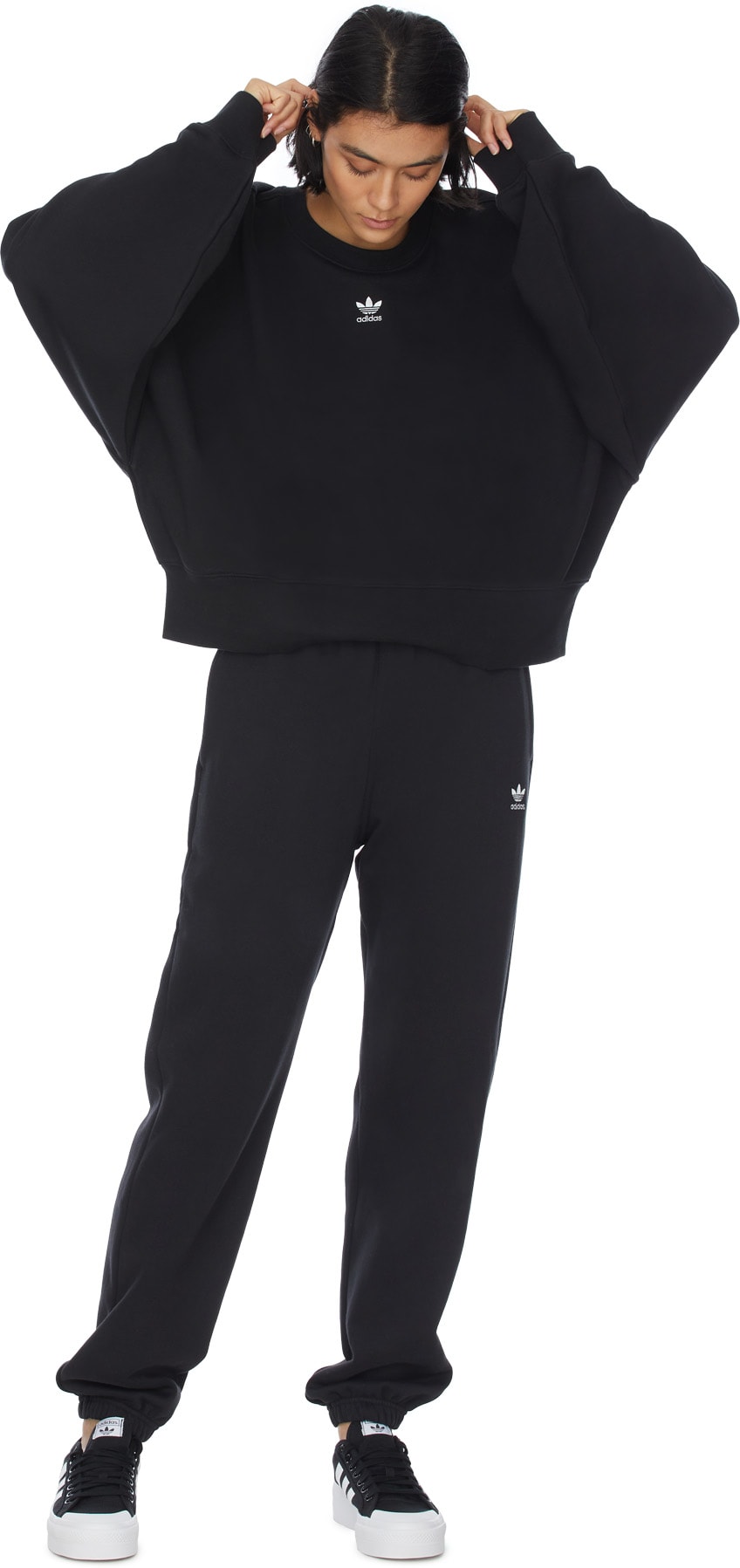 adidas Originals: Black Adicolor Essentials Fleece Joggers - 4