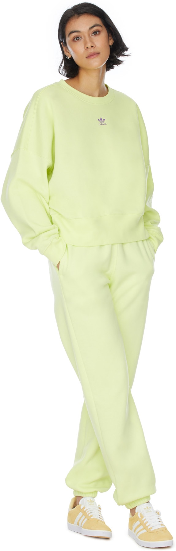 adidas Originals: Yellow Adicolor Essentials Fleece Pullover Sweater - 4