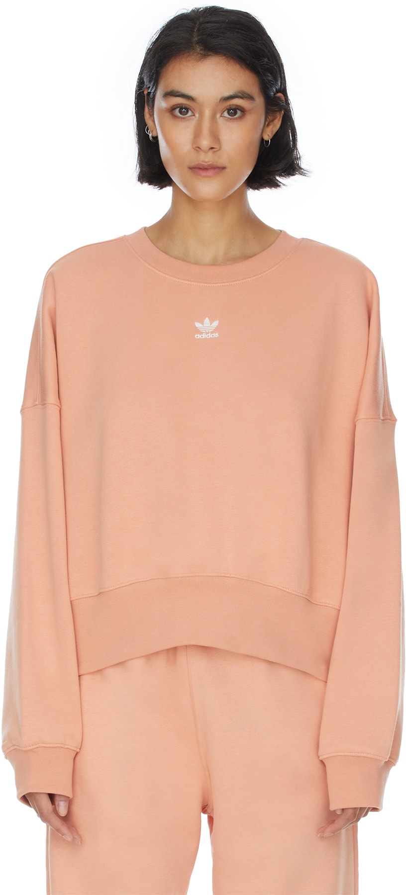 adidas Originals: Pink Adicolor Essentials Fleece Pullover Sweater - 1