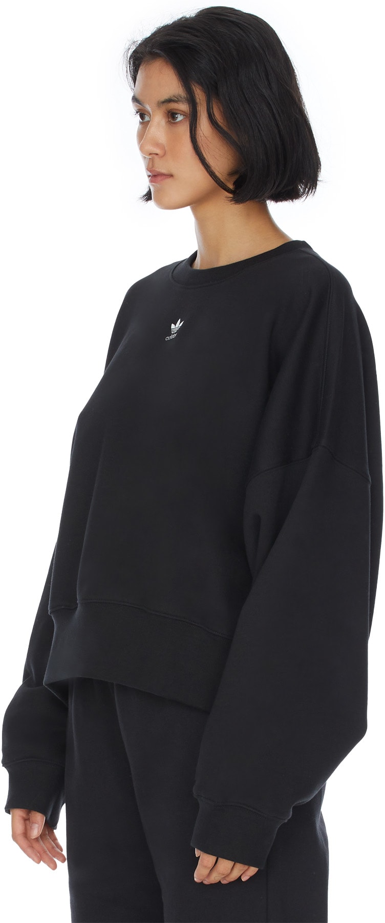 adidas Originals: Black Adicolor Essentials Fleece Pullover Sweater - 2