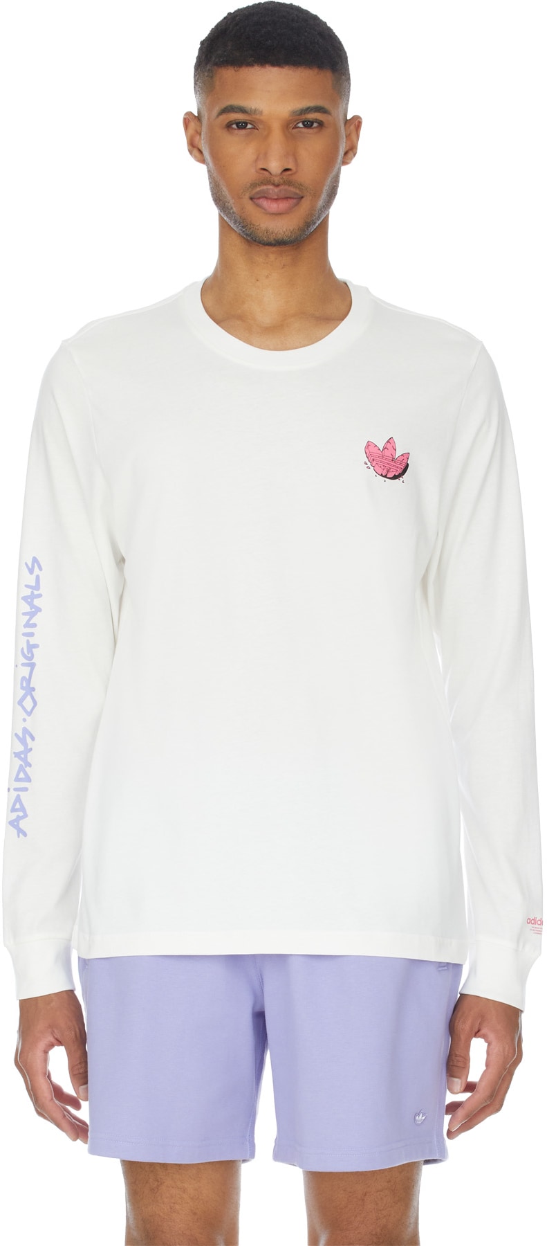 adidas Originals: Blanc T-Shirt à Manches Longues Funny Dino Blanc - 1