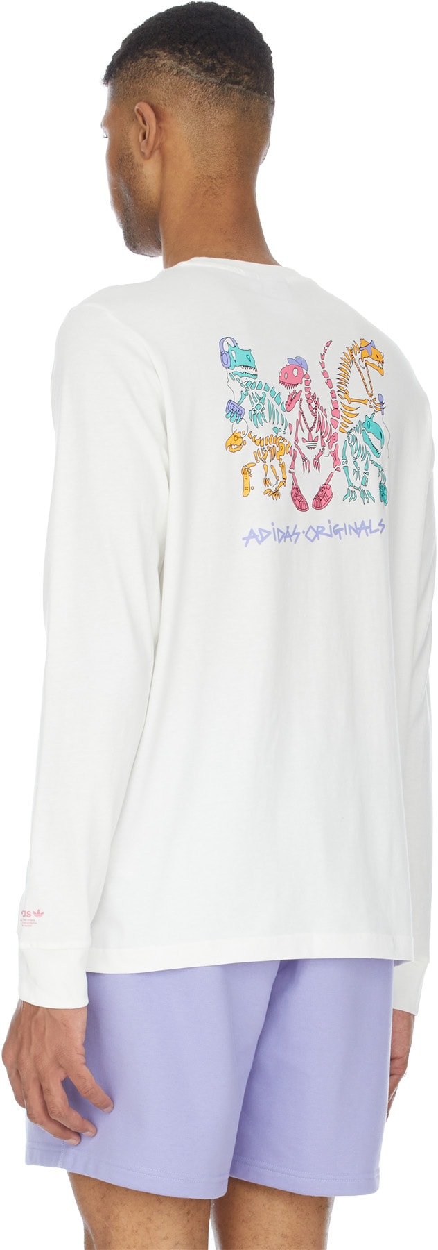 adidas Originals: White Funny Dino Long Sleeve T-Shirt - 3