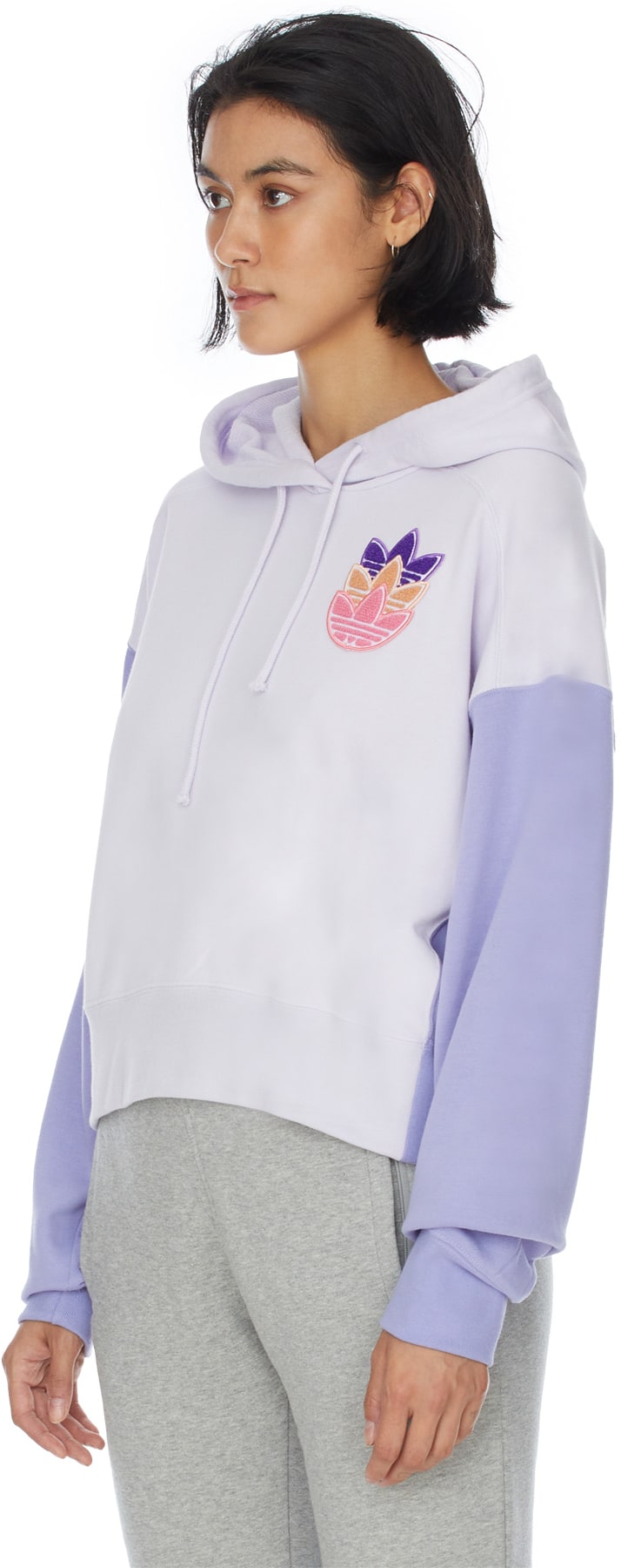 adidas Originals: Purple Logo Play Cropped Hoodie - 2