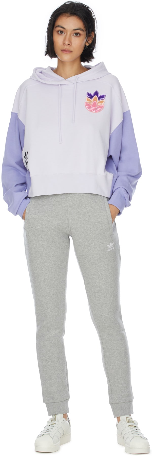 adidas Originals: Purple Logo Play Cropped Hoodie - 4