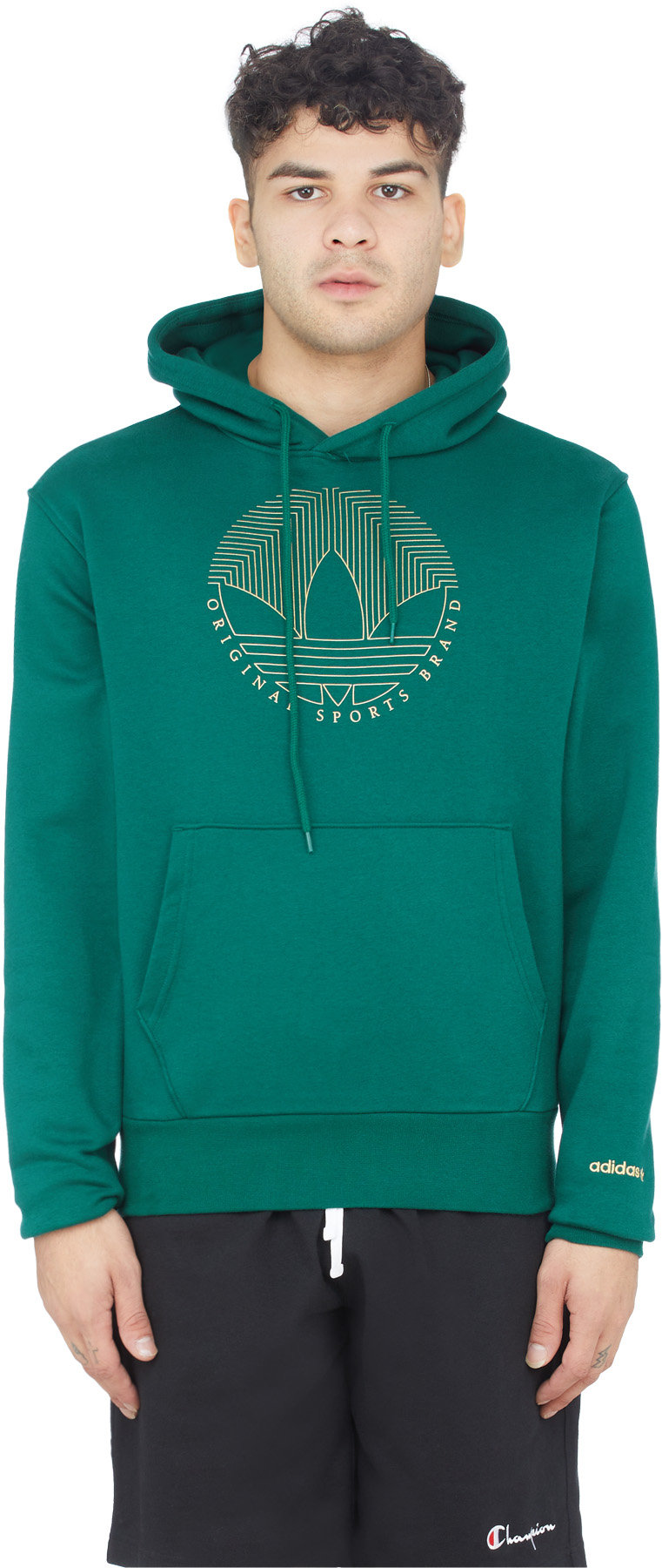 adidas Originals: Green Deco Trefoil Hoodie - 1