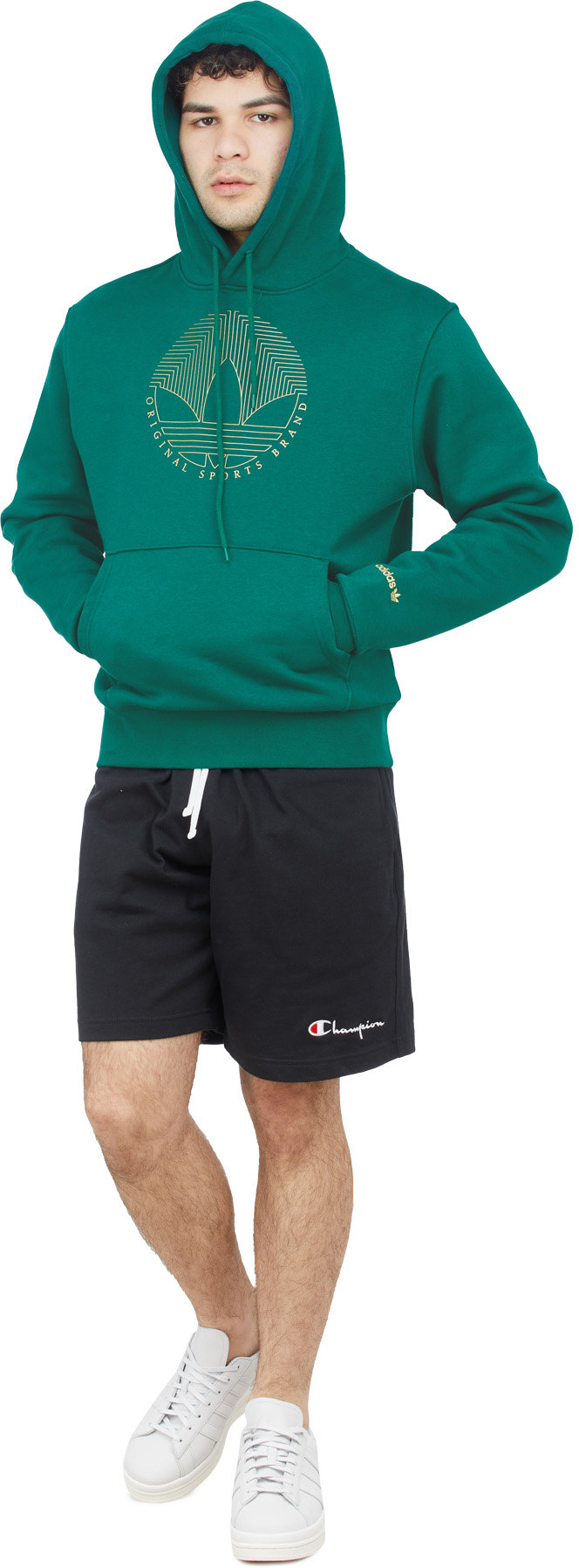 Dark green trefoil hoodie best sale