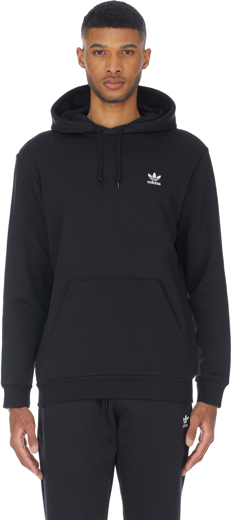 adidas Originals: Black Adicolor Essentials Trefoil Hoodie - 1