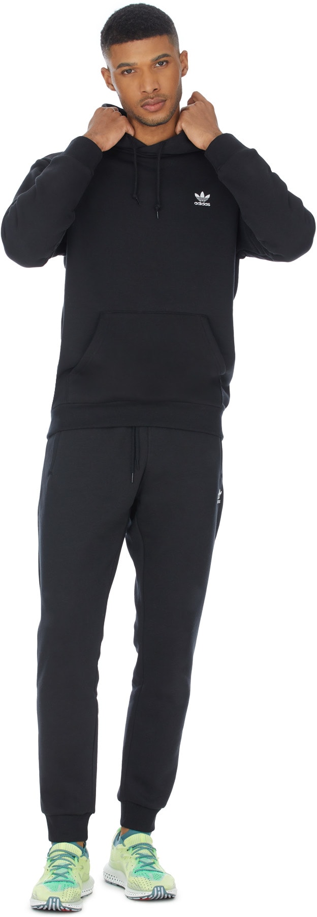 adidas Originals: Black Adicolor Essentials Trefoil Hoodie - 4