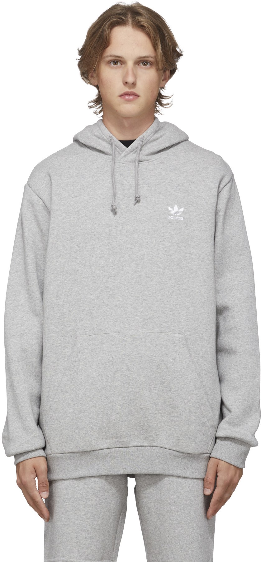 adidas Originals: Grey Adicolor Essentials Trefoil Hoodie - 1