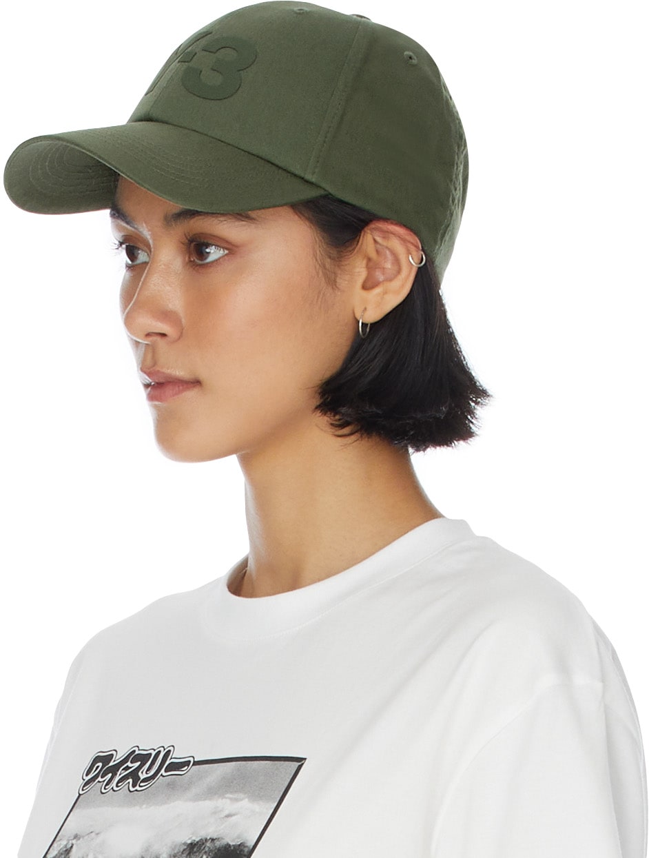 Y-3: Green Logo Cap - 5