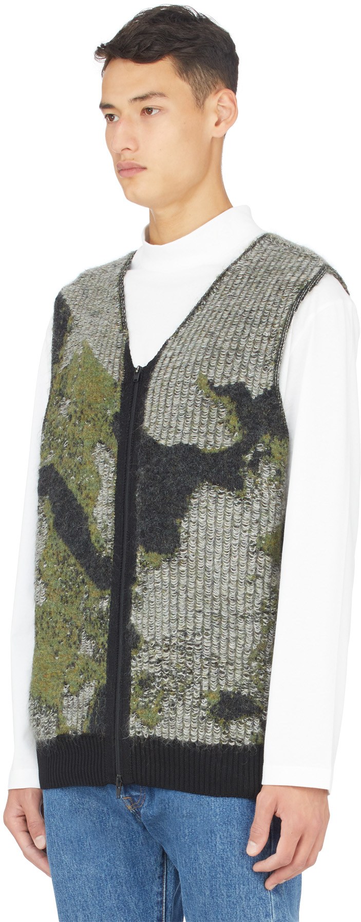 Y-3: Multicolores Gilet en Tricot Camo Multicolores - 2