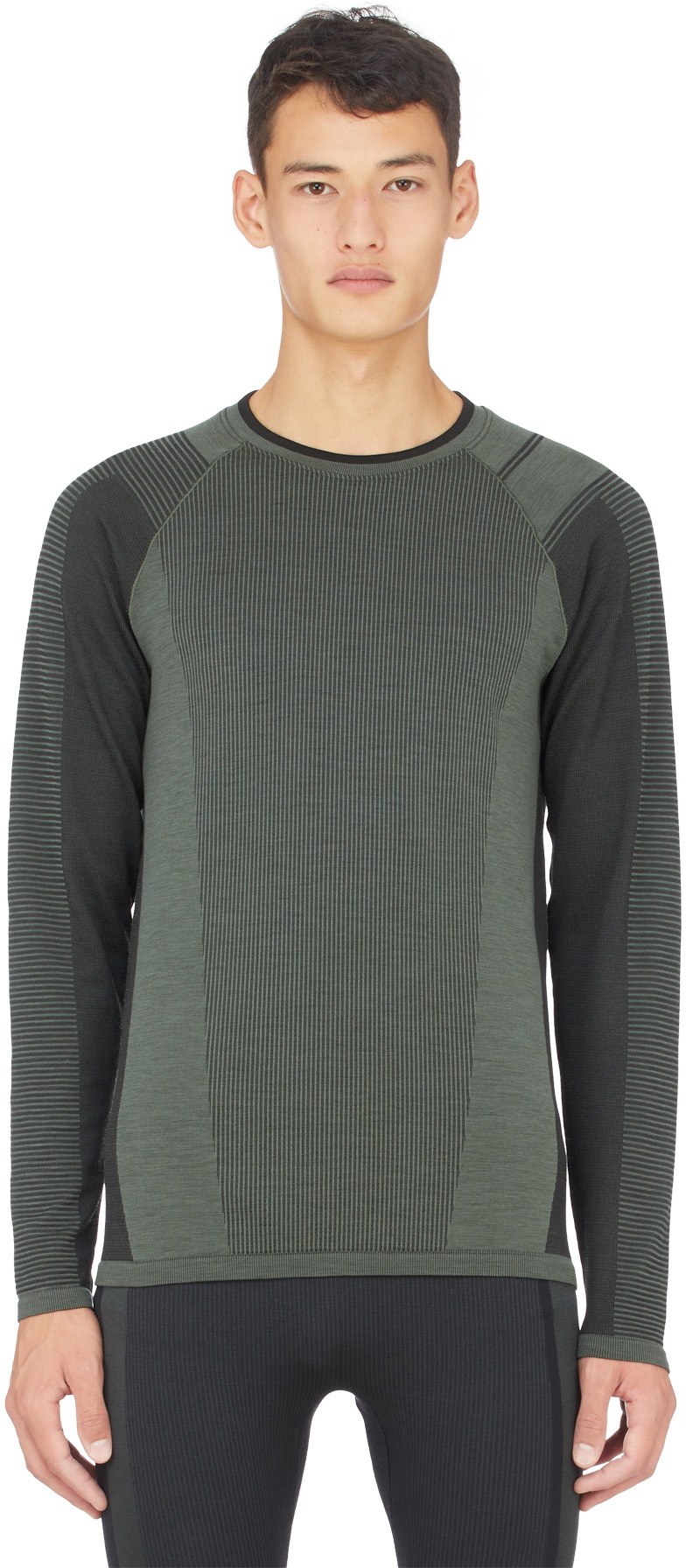 Y-3: Vert T-Shirt à Manches Longues en Tricot Classique Vert - 1