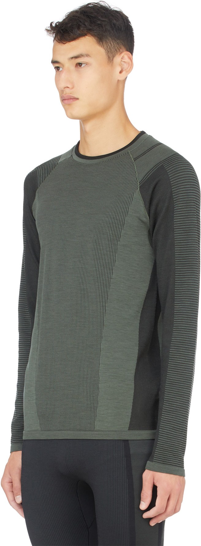 Y-3: Vert T-Shirt à Manches Longues en Tricot Classique Vert - 2