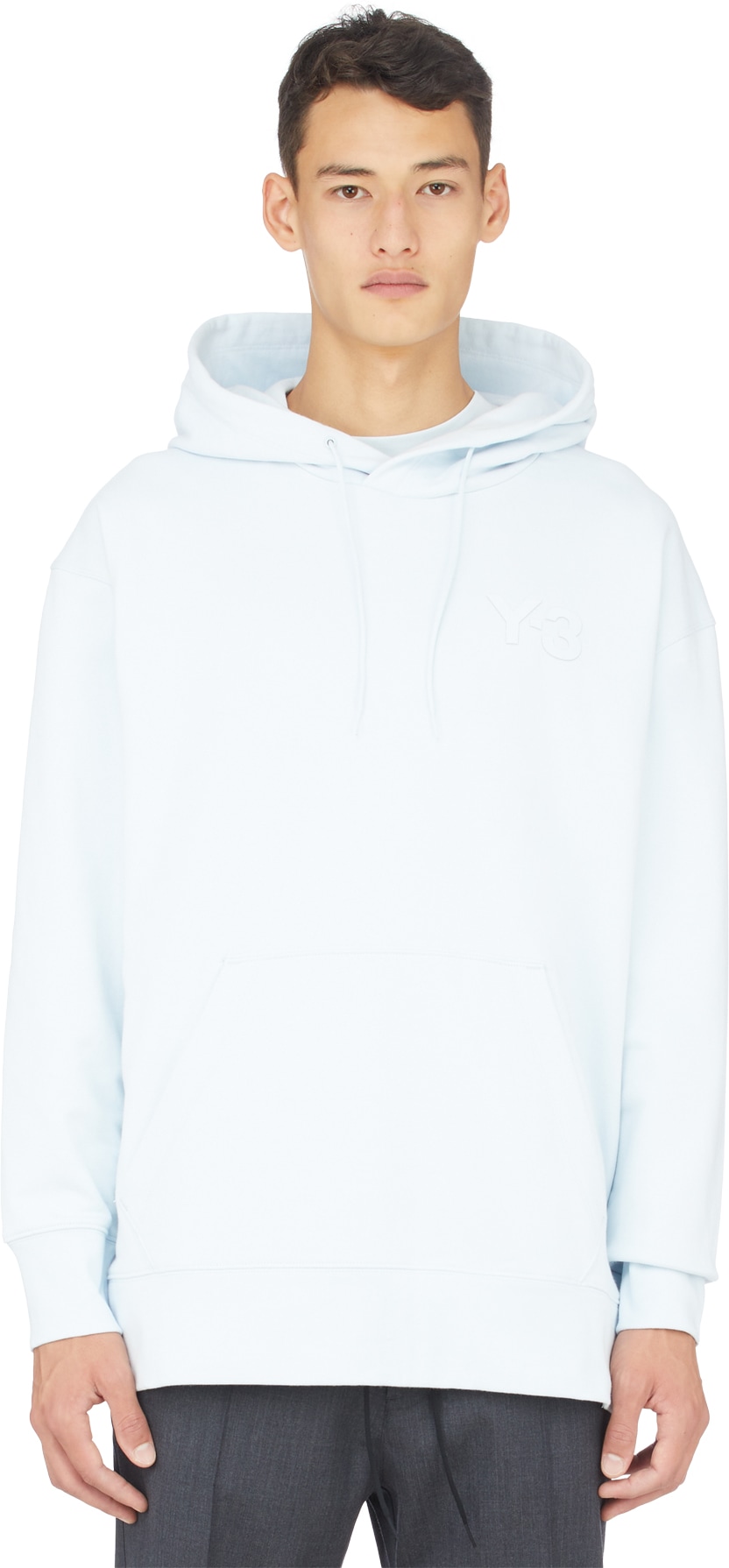 Y-3: Blue Classic Chest Logo Hoodie - 1