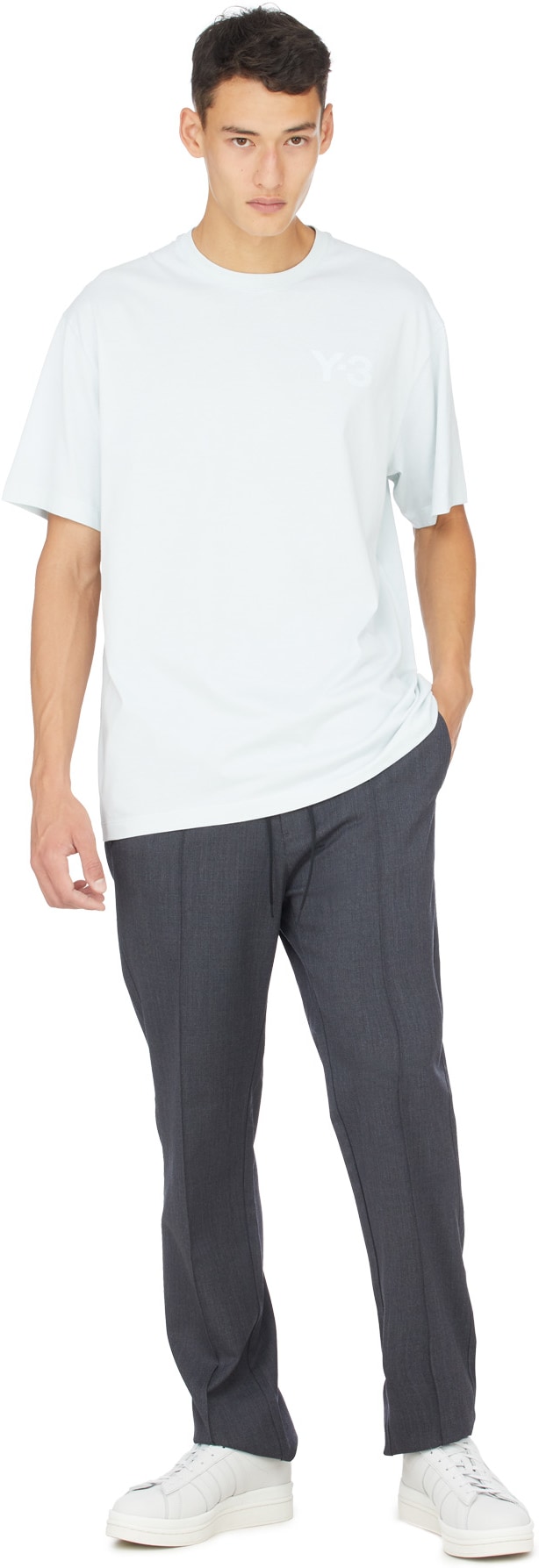 Y-3: Bleu T-Shirt à Logo Classique Bleu - 4