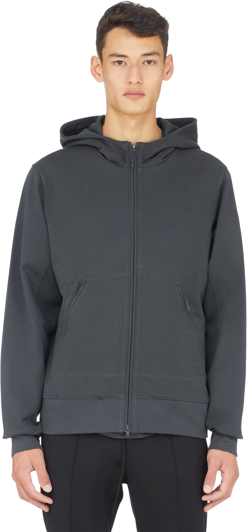 Y-3: Grey Classic Terry Utility Hoodie - 1