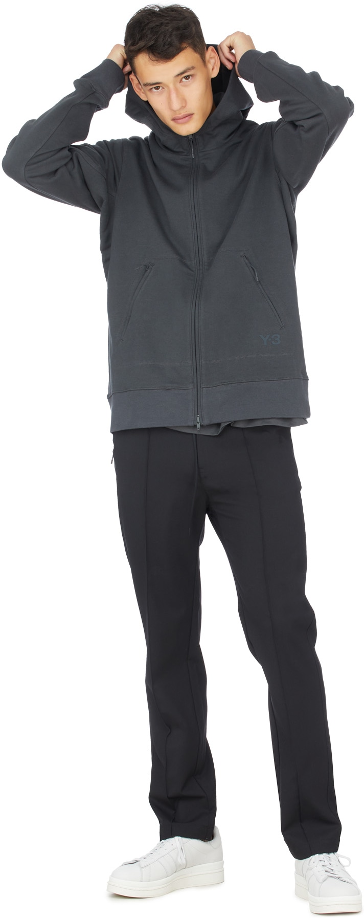 Y-3: Grey Classic Terry Utility Hoodie - 4