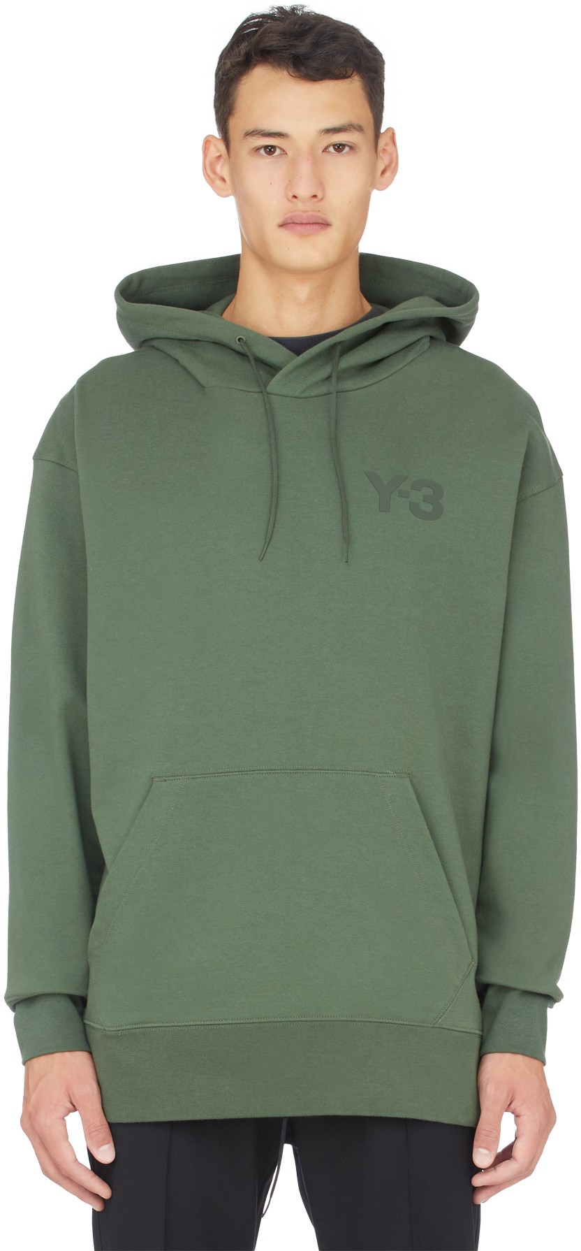 Y-3: Green Classic Chest Logo Hoodie - 1