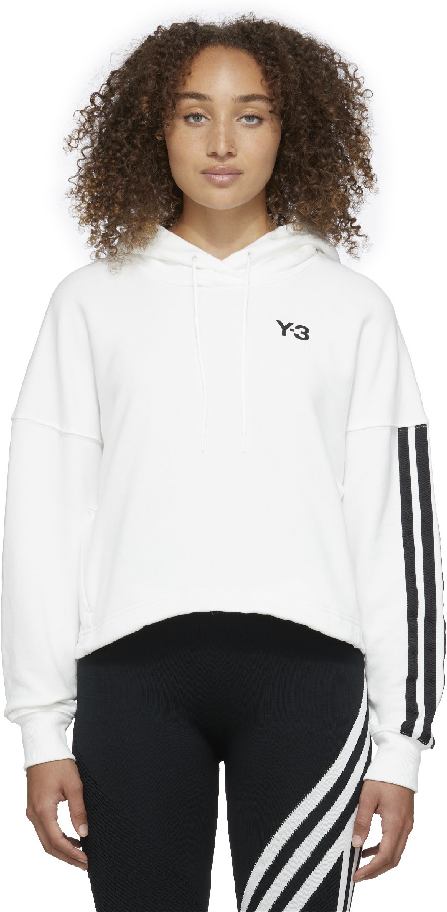 Y-3: White CH1 Stripes Hoodie - 1