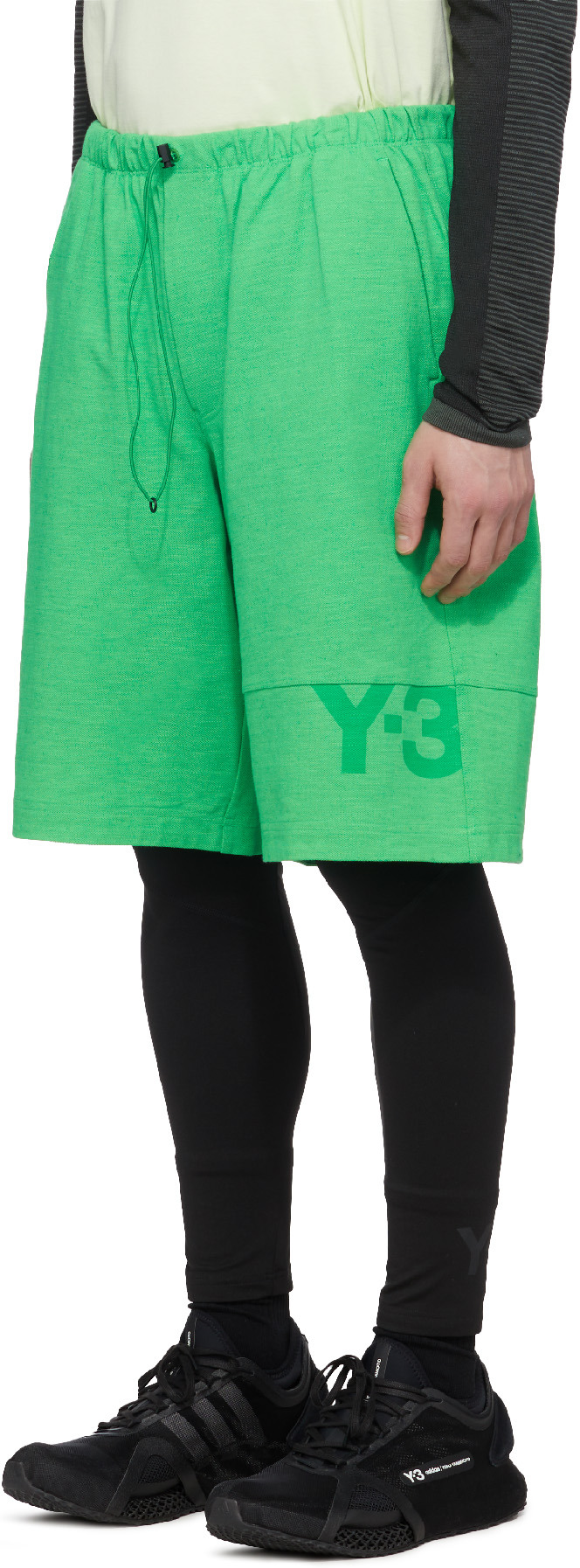 Y-3: Green Classic Heavy Piqué Short - 2