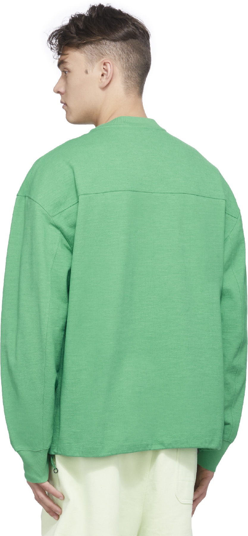 Y-3: Green Classic Heavy Piqué Crew Sweater - 3
