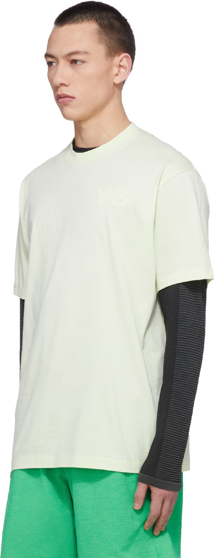 Y-3: Vert T-Shirt Logo Classique Vert - 2