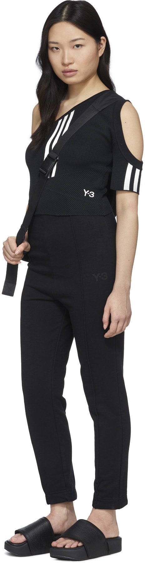 Y-3: Noir Top à Manches Courtes CH1 Stretch Noir - 4