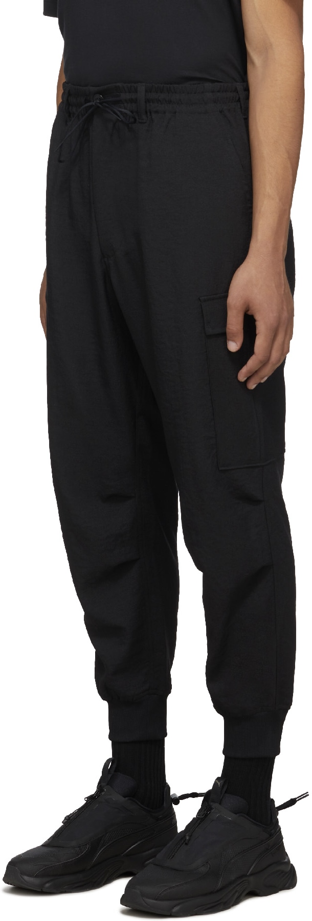 Y-3: Black Classic Sport Uniform Cuffed Cargo Pants - 2