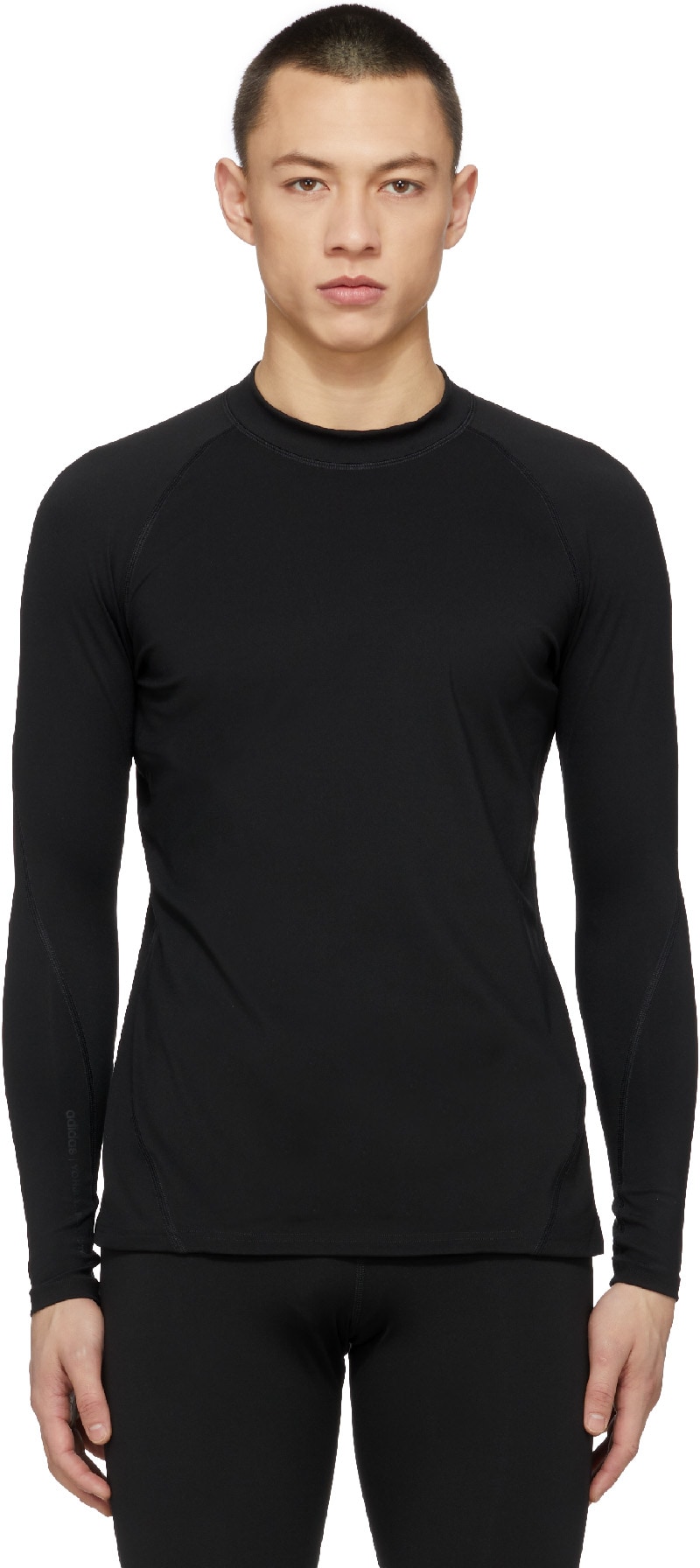 Y-3: Black Rash Guard - 1