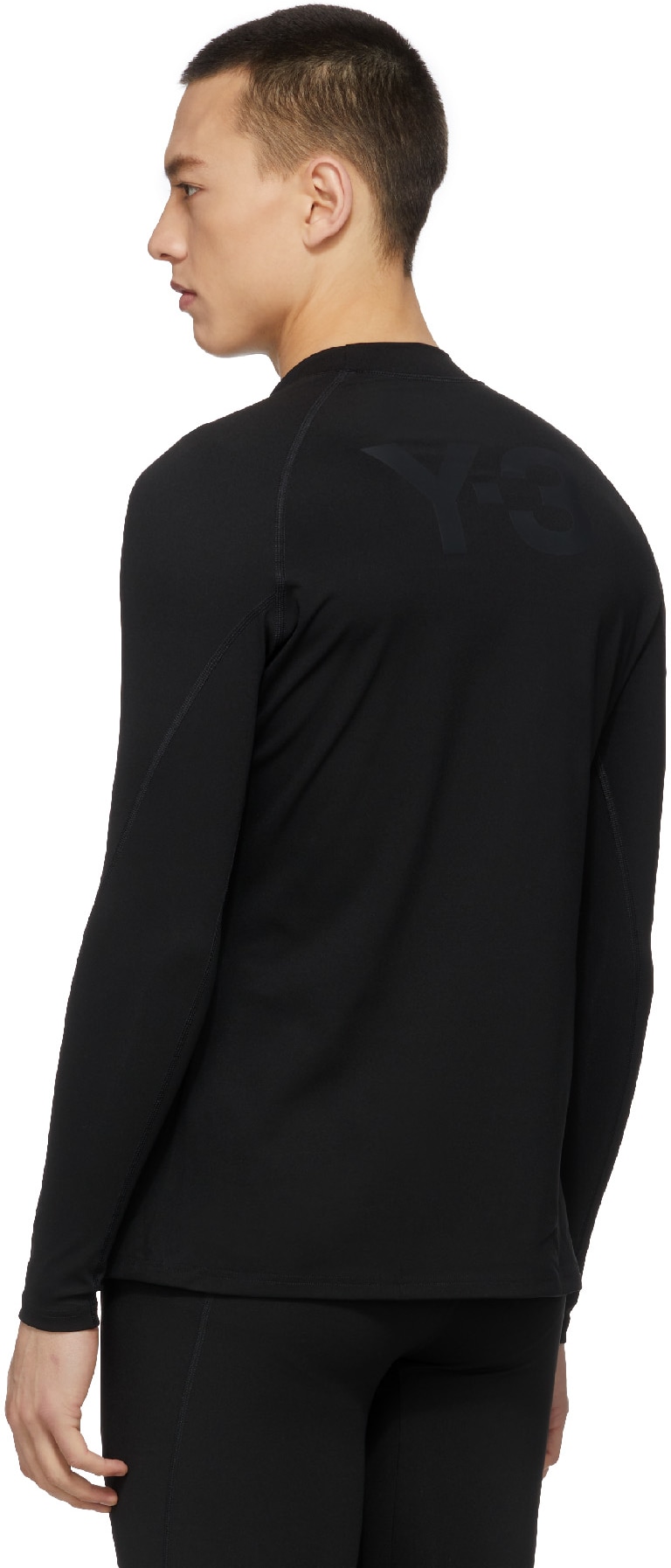 Y-3: Noir T-Shirt à Manches Longues Noir - 3