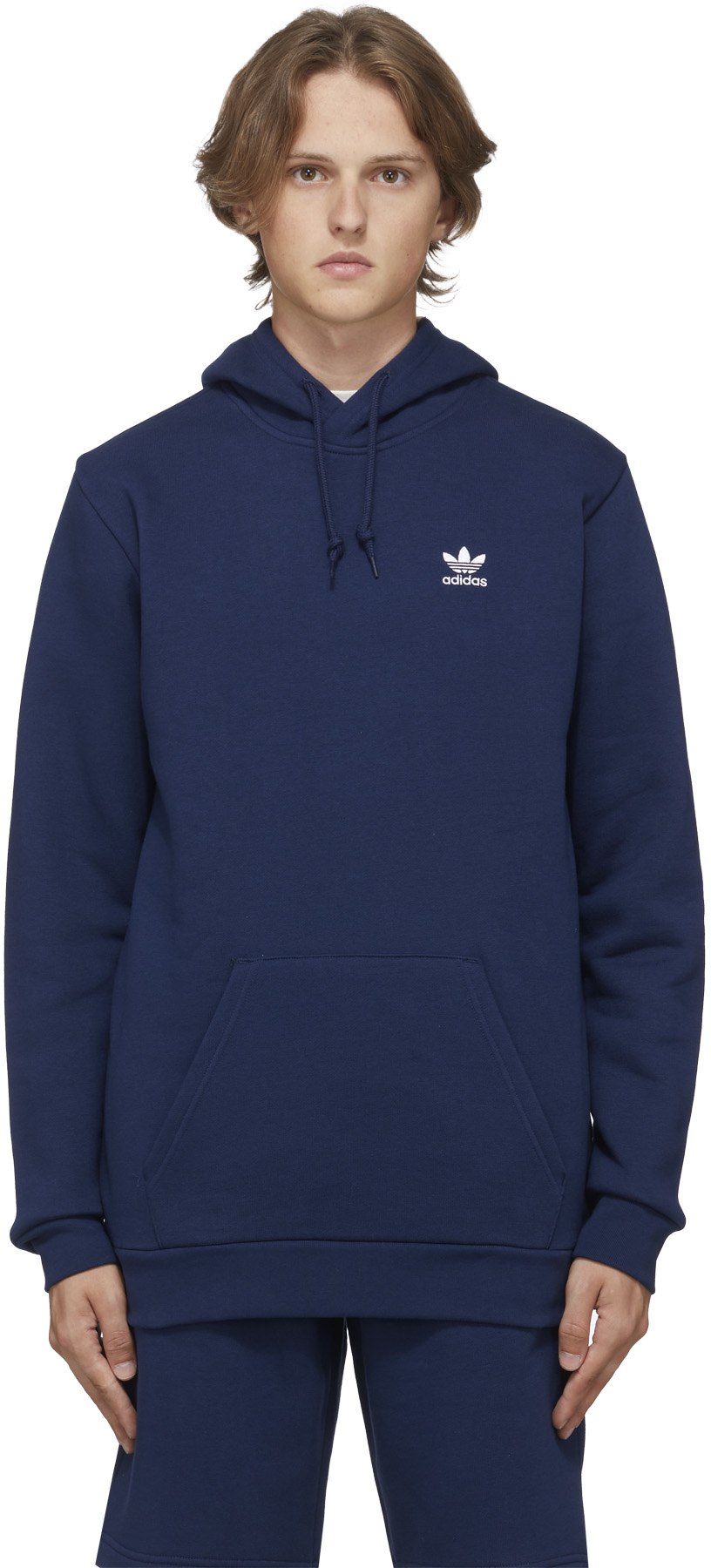 adidas Originals: Blue Adicolor Essentials Trefoil Hoodie - 1