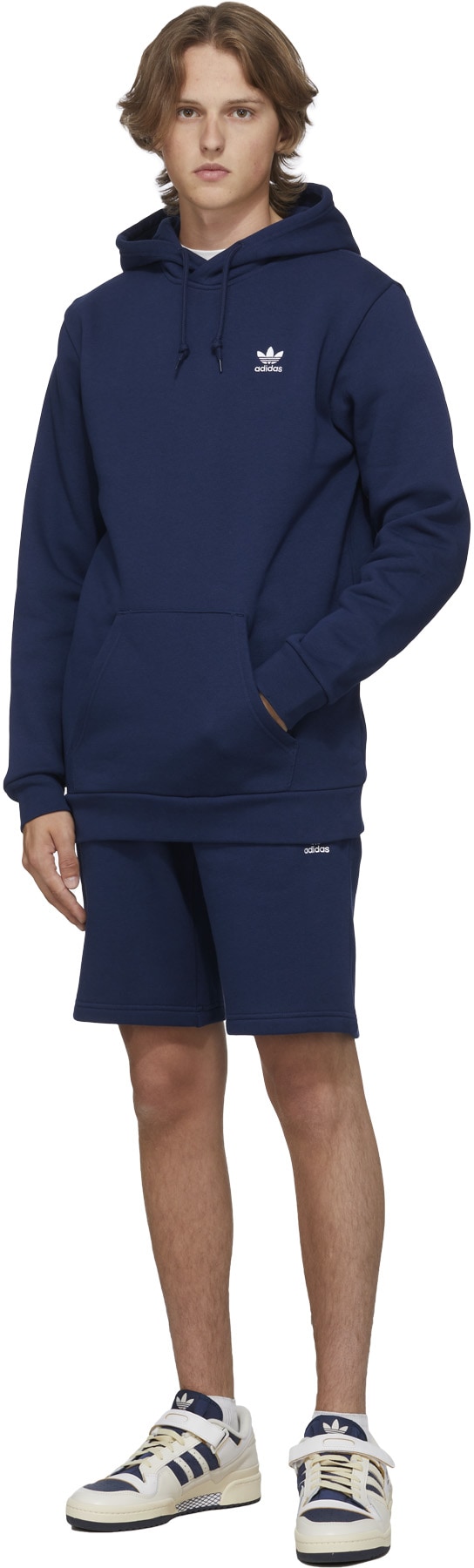 adidas Originals: Blue Adicolor Essentials Trefoil Hoodie - 4