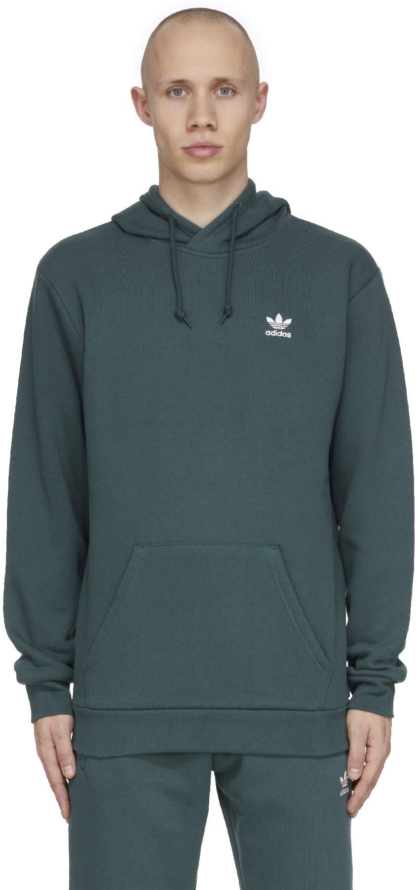 adidas Originals: Green Adicolor Essentials Trefoil Hoodie - 1