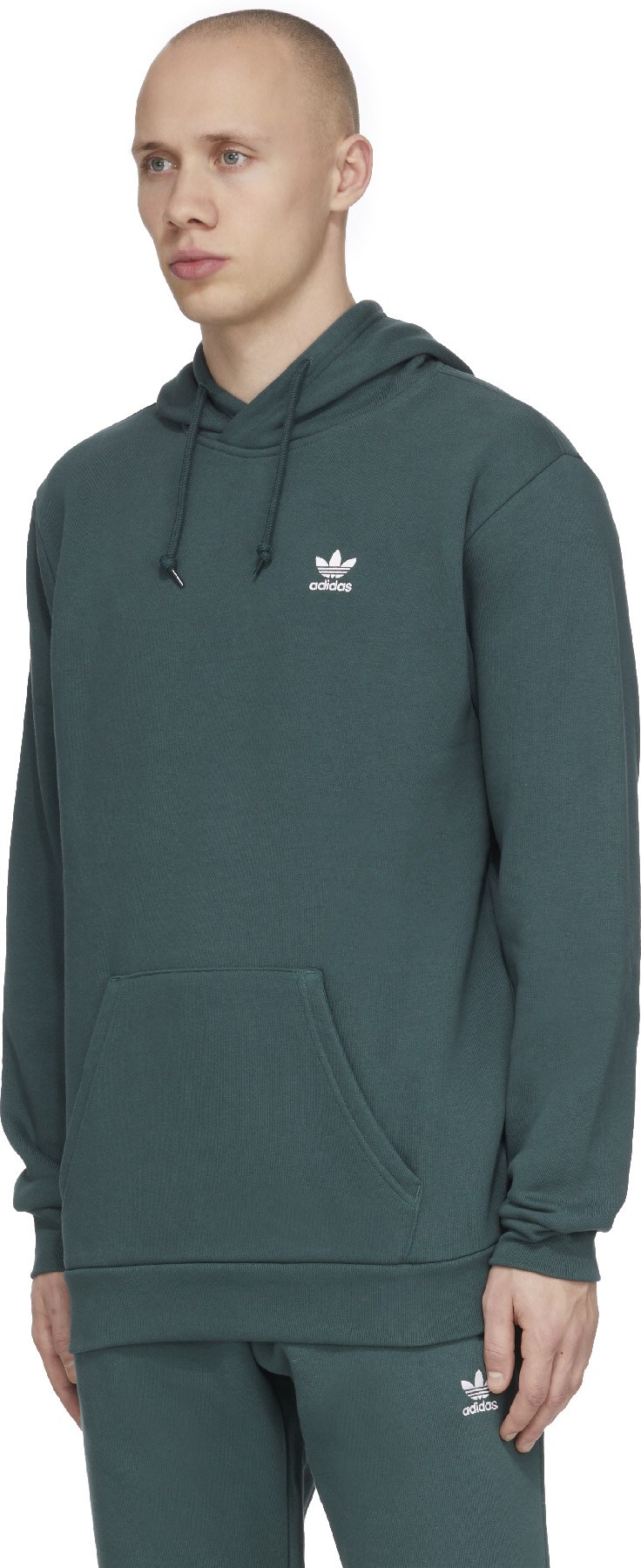 adidas Originals: Green Adicolor Essential Trefoil Hoodie - 2